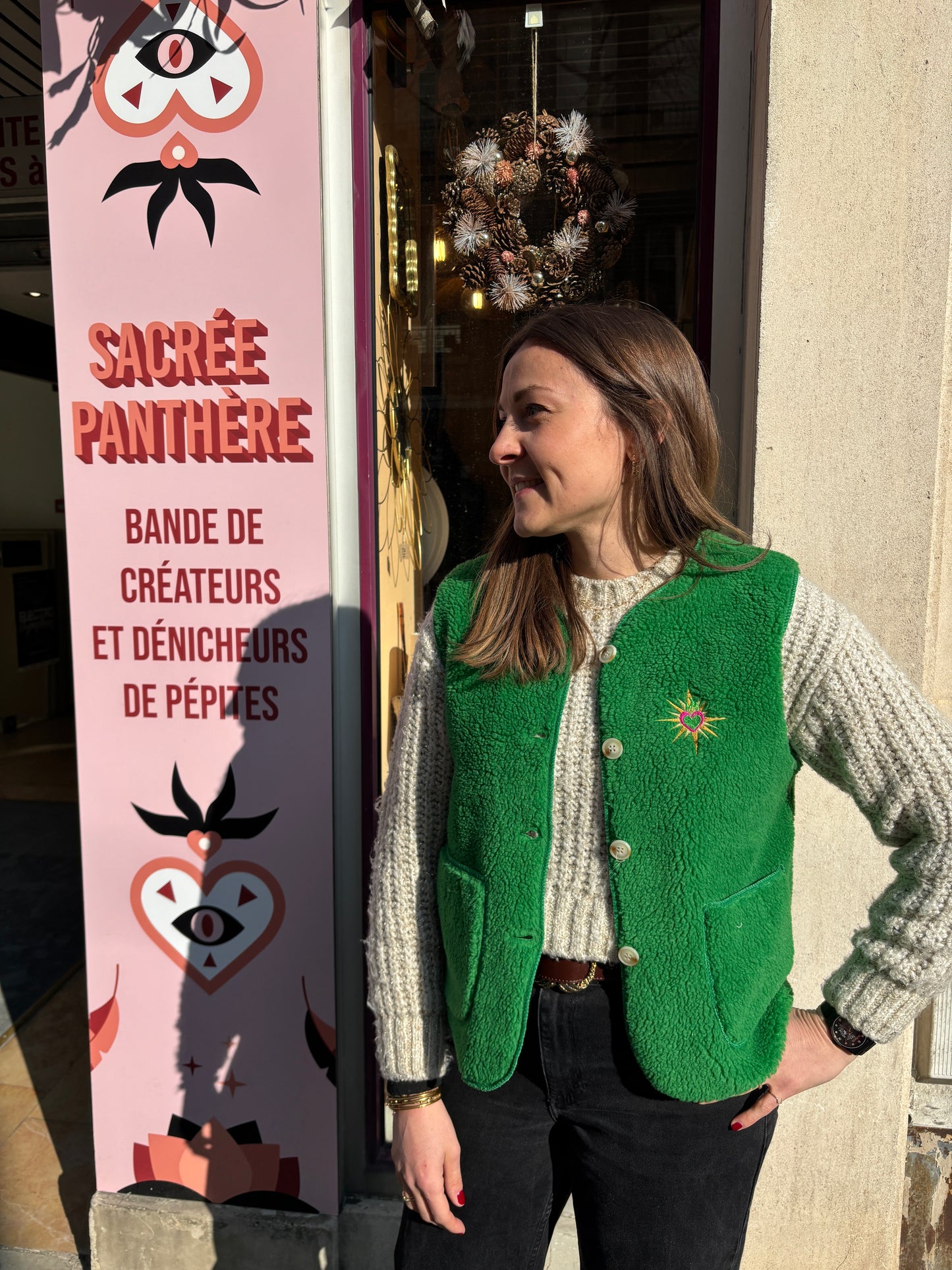 Gilet vert moumoute