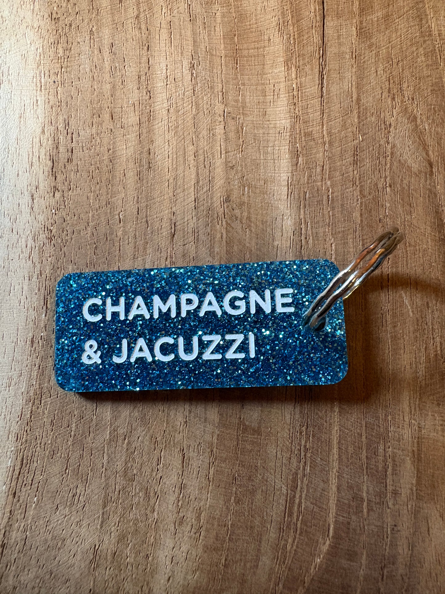Porte-clé paillettes bleus
