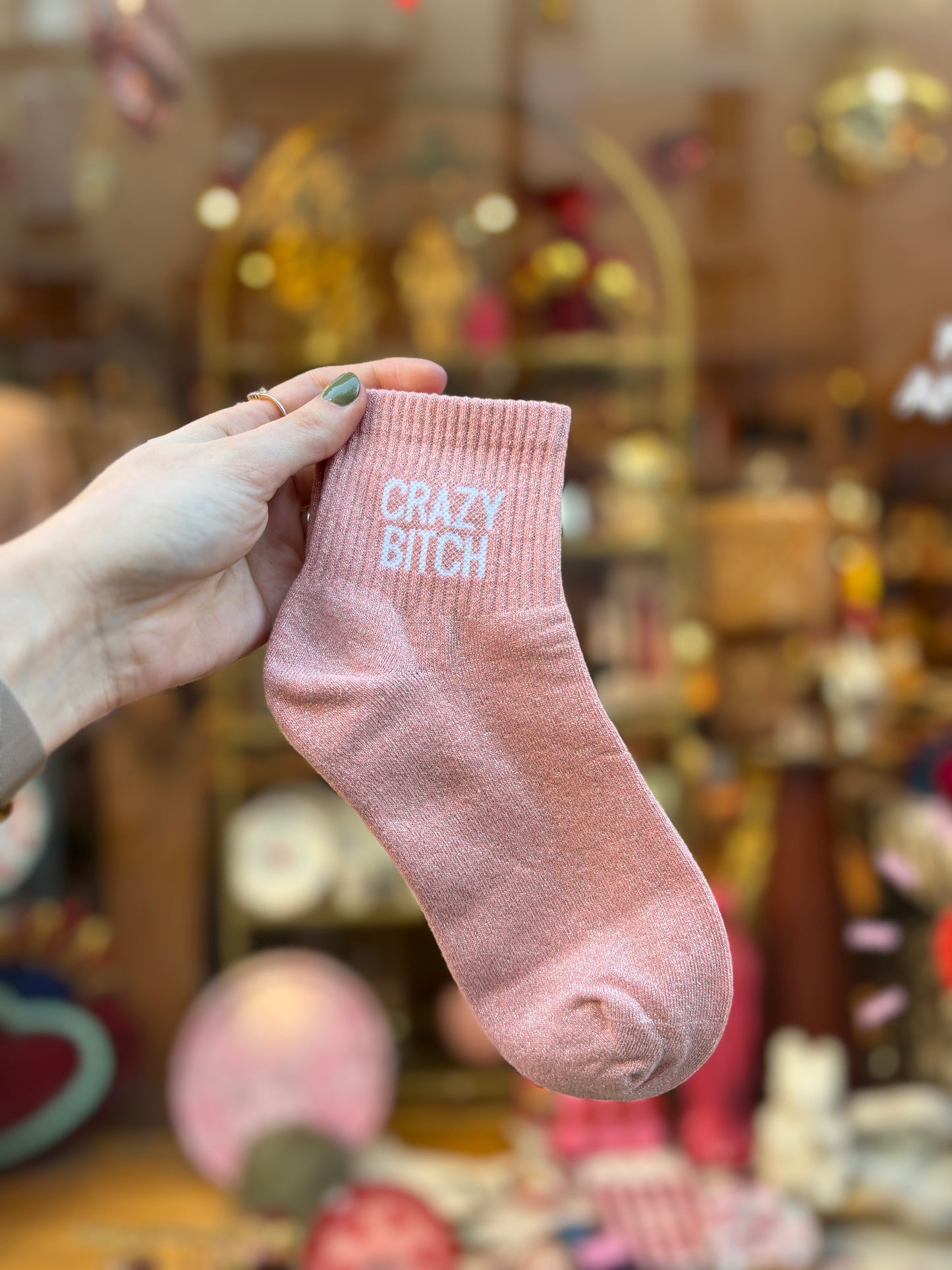 Chaussettes à paillettes - Crazy Bitch