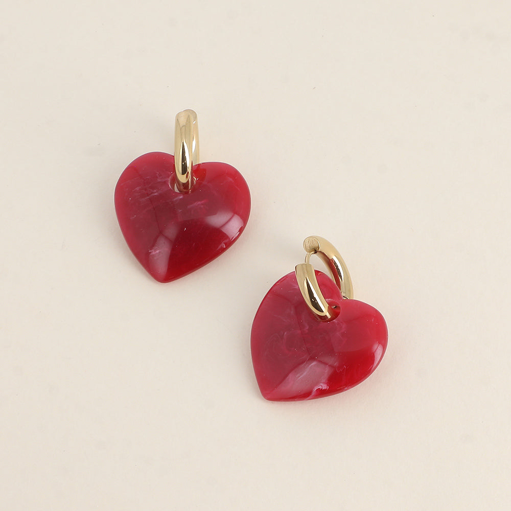 Boucles d'oreilles coeur rouge