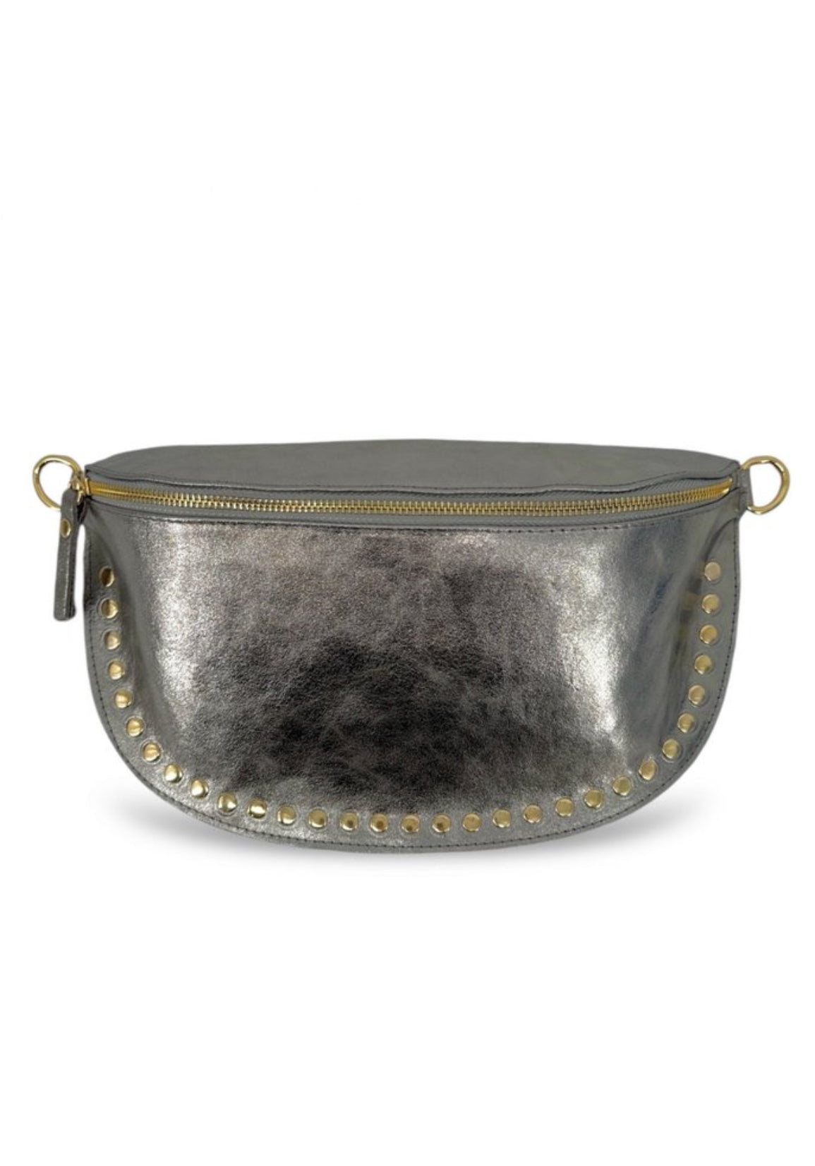 Sac banane cloutée argentée
