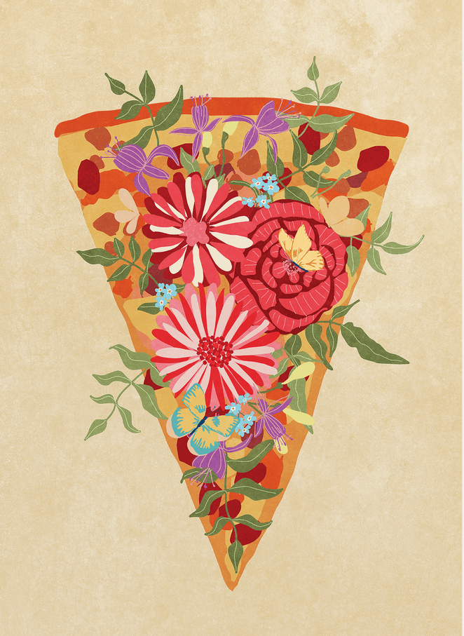 Affiche - Tranche de pizza aux fleurs