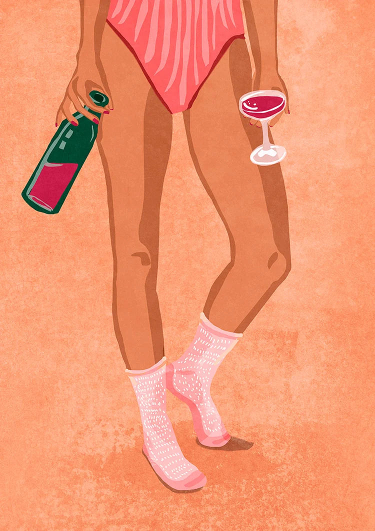 Affiche - vin et chaussettes