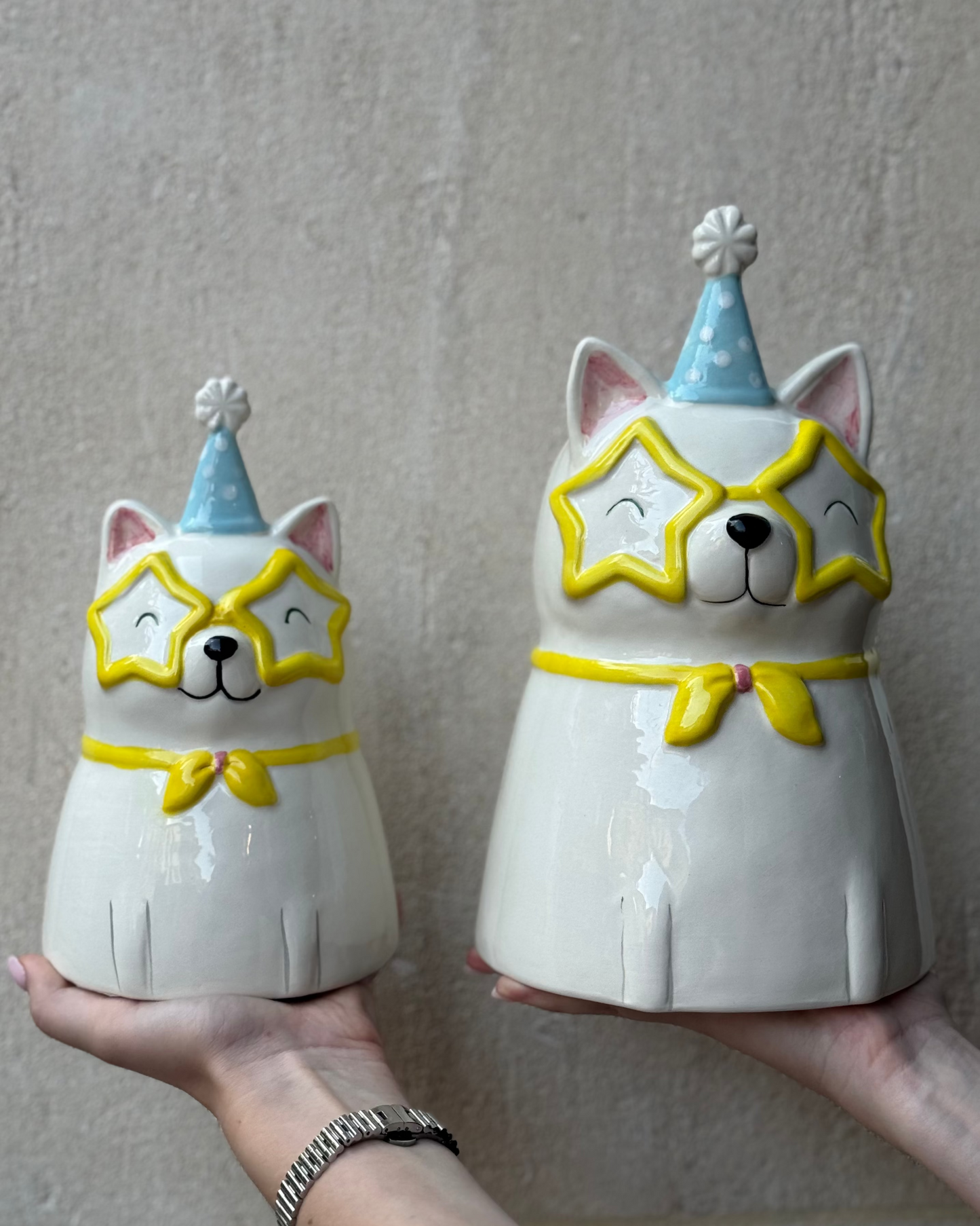 Vase chat lunettes