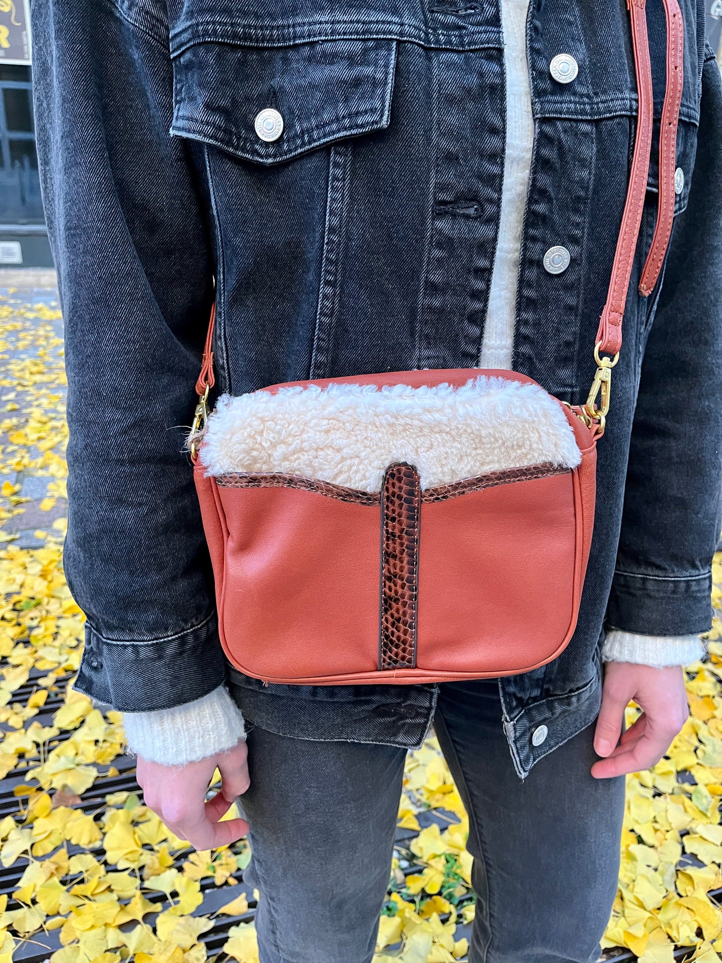 Sac mouton et cuir marron