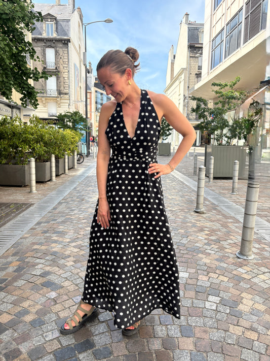 Robe longue à pois
