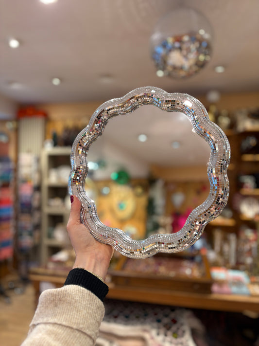 Miroir disco cœur ou ondulé