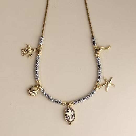Collier Palombaggia Croix vieux rose