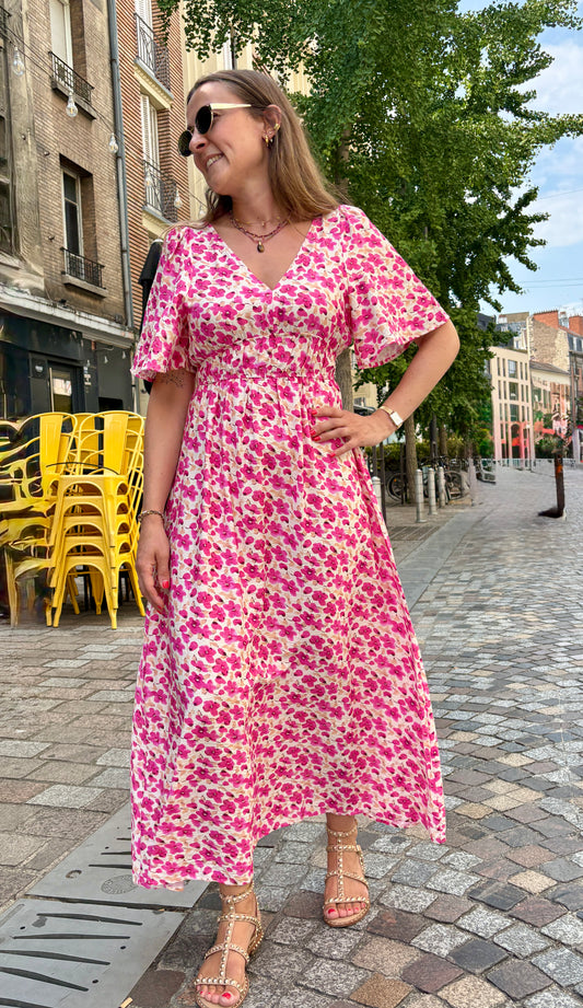 Robe Fleurie Fushia