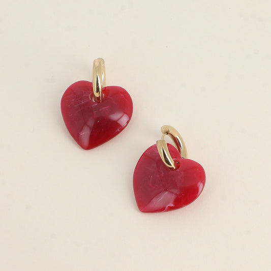 Boucles d'oreilles coeur rouge