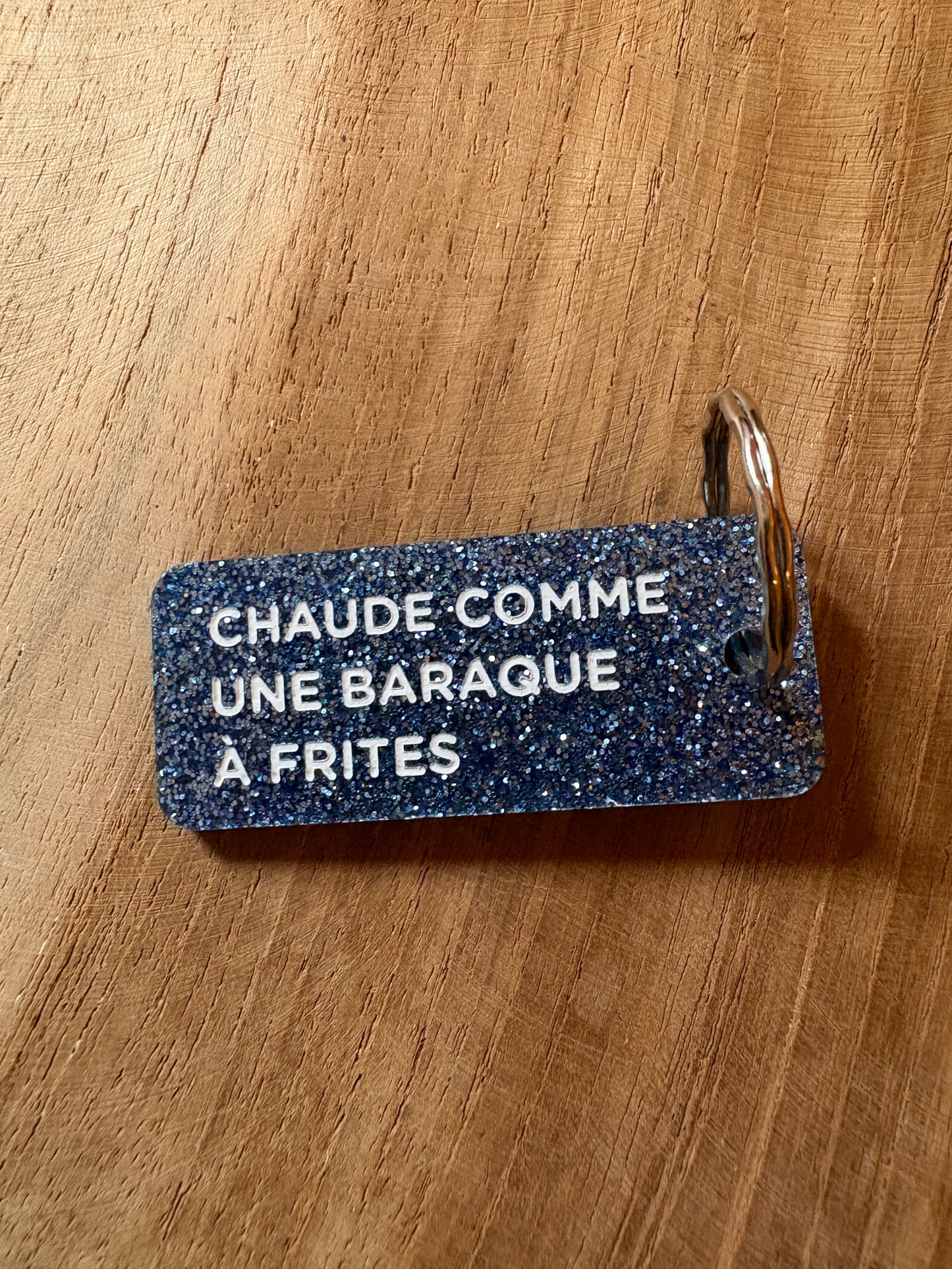 Porte-clé paillettes bleus