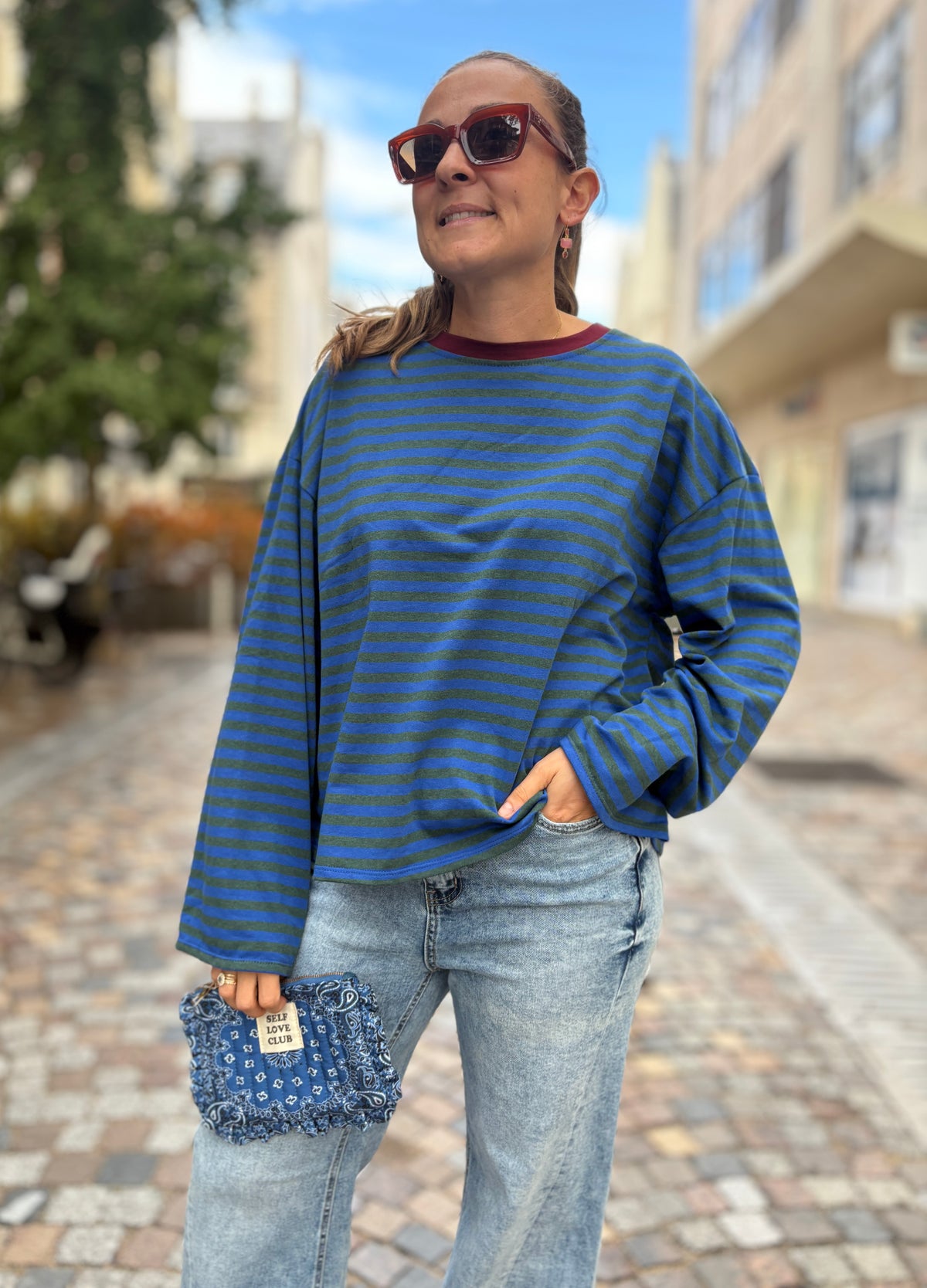 Marinière manches longues - Bleu