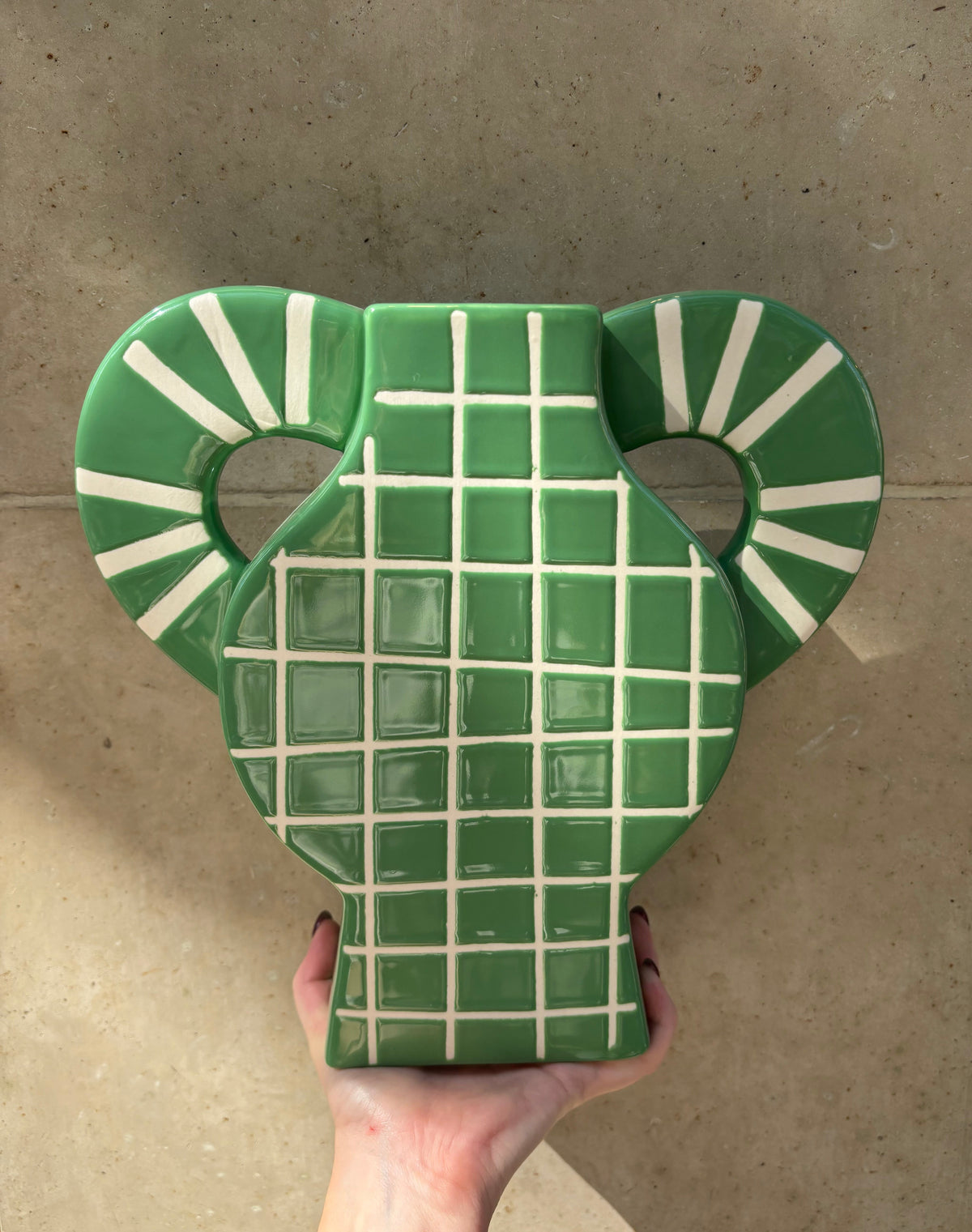 Vase à carreaux vert