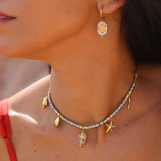 Collier Palombaggia Croix vieux rose