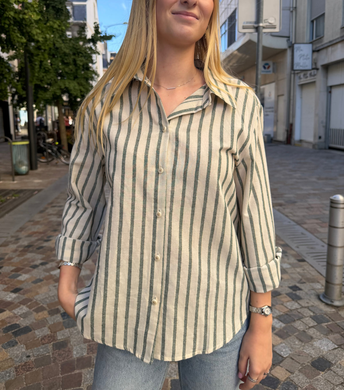Chemise rayé vert