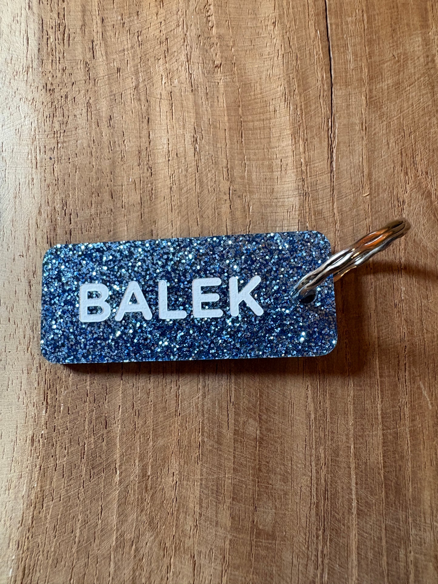 Porte-clé paillettes bleus