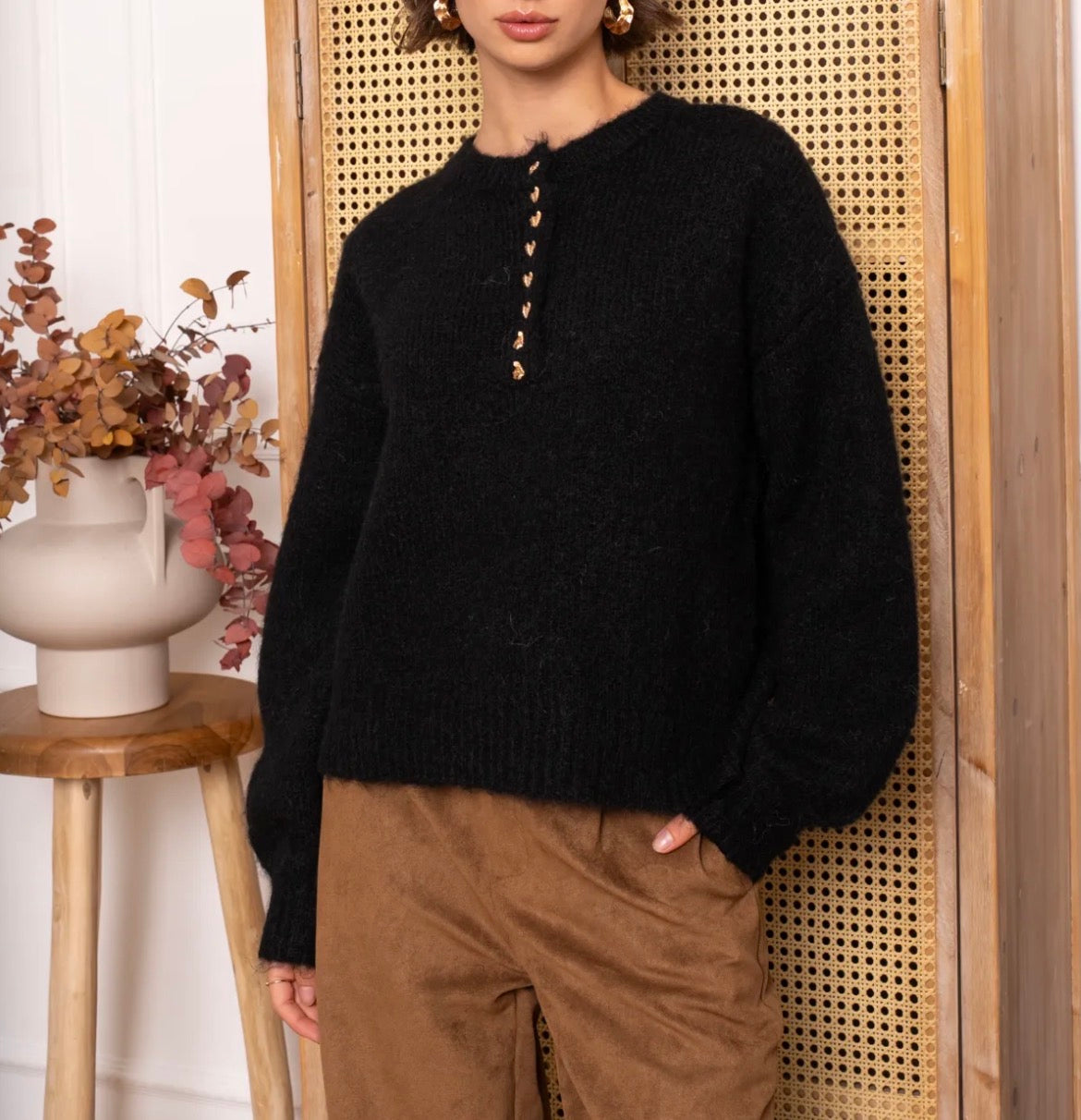 Pull noir Cœur