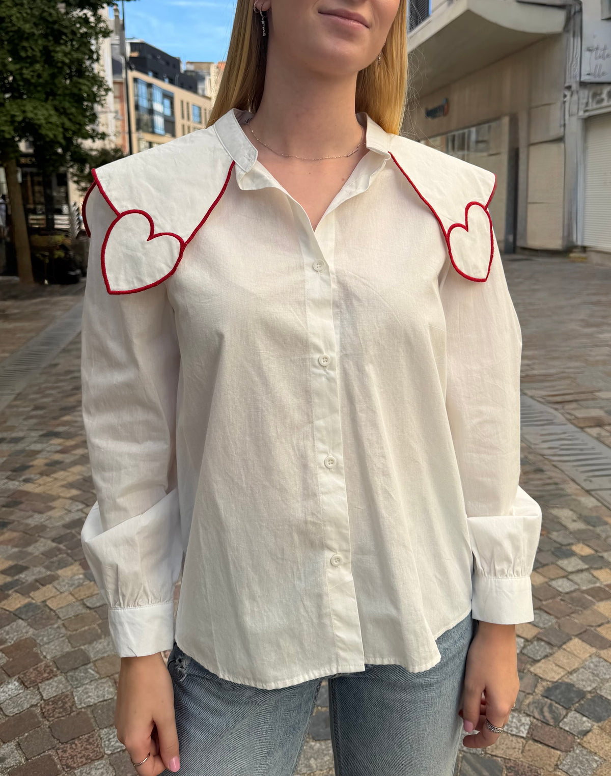 Chemise col Claudine cœur
