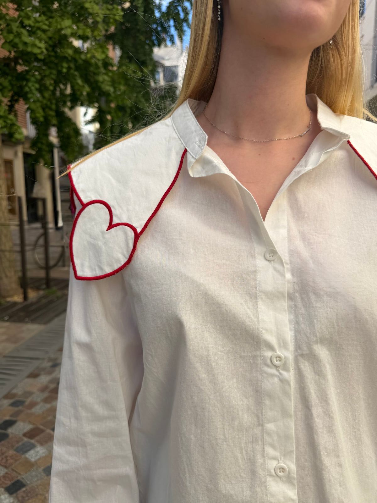 Chemise col Claudine cœur