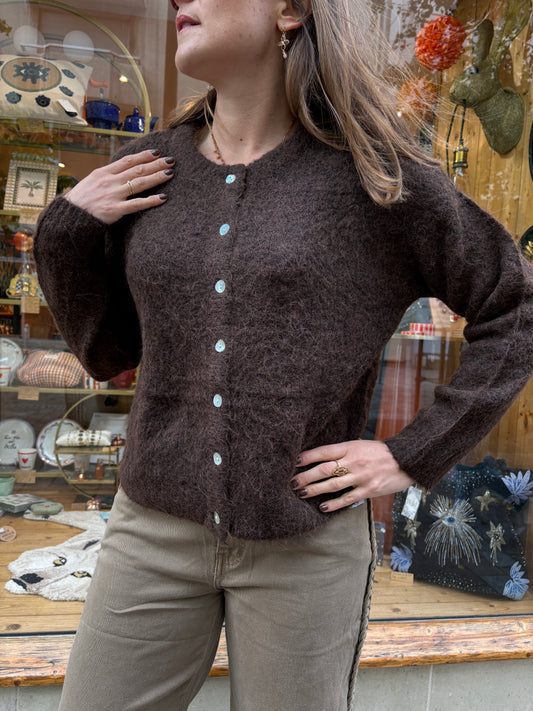 Gilet chocolat alpaga