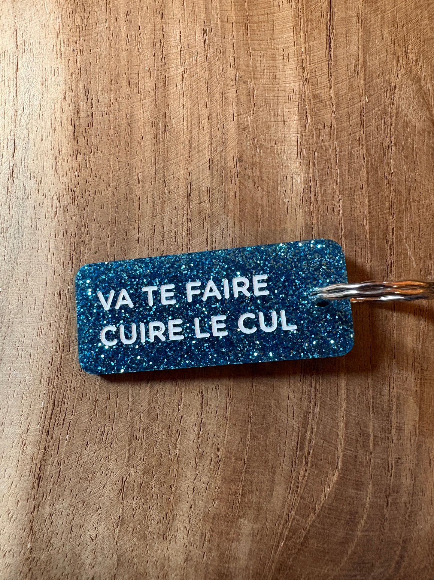 Porte-clé paillettes bleus