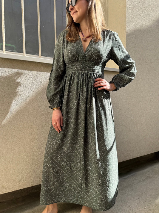 Robe longue bandana kaki