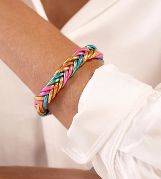 Jonc bouddhiste tressé multicolore