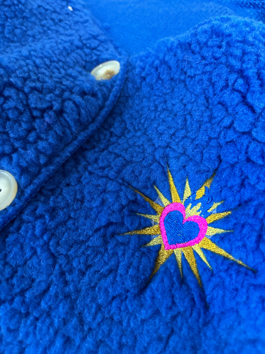 Gilet bleu moumoute