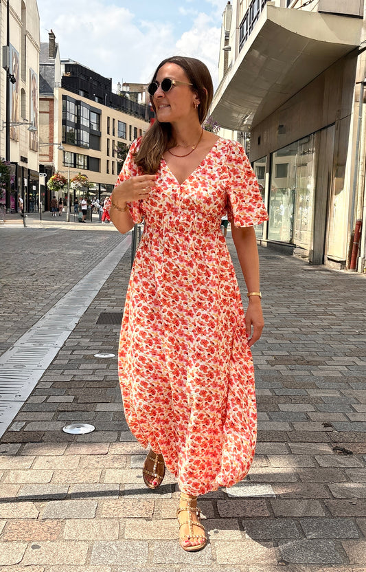 Robe Fleurie Orange
