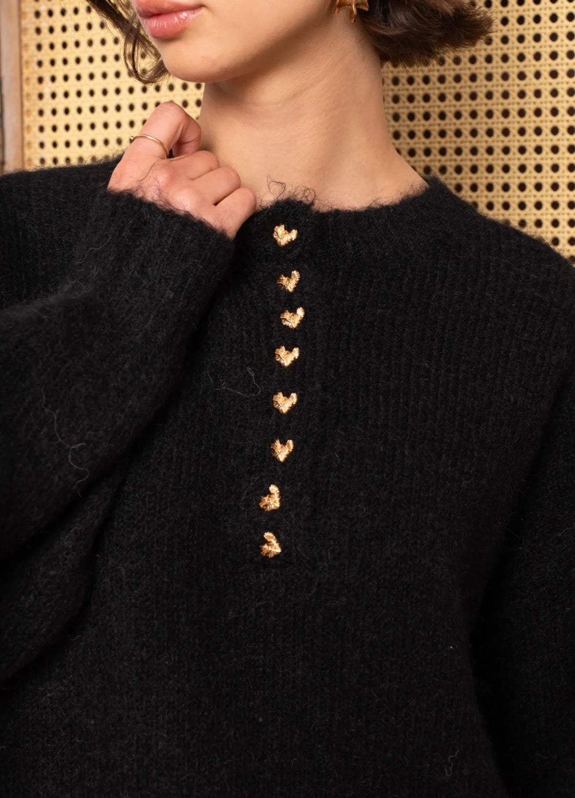 Pull noir Cœur