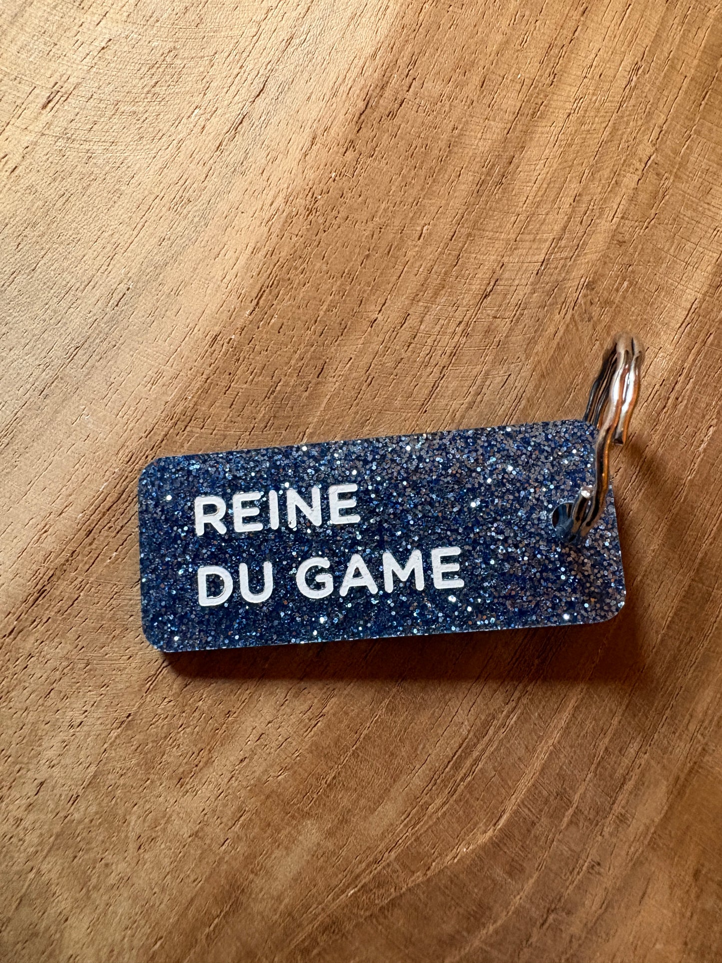 Porte-clé paillettes bleus
