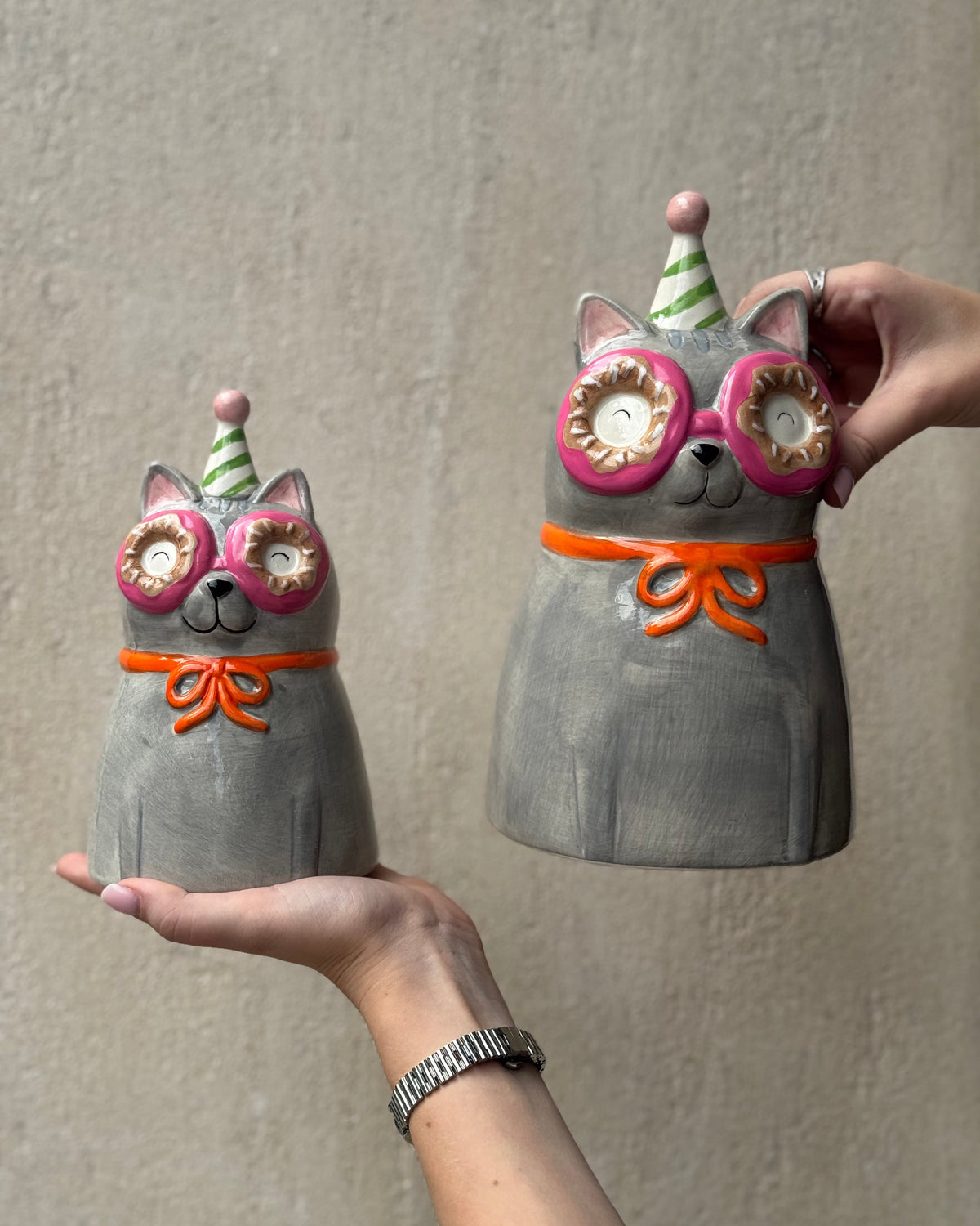 Vase chat lunettes