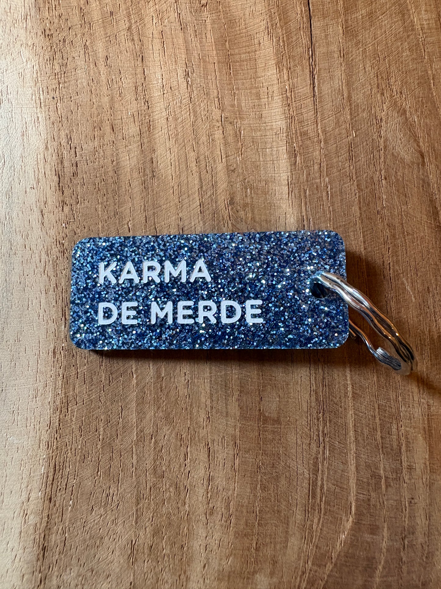 Porte-clé paillettes bleus