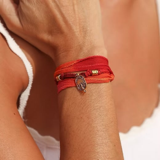 Collier/bracelet Arone Palmier rouge