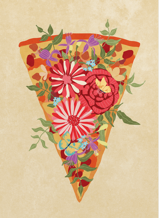Affiche - Tranche de pizza aux fleurs