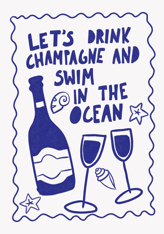 Affiche - Champagne et océan